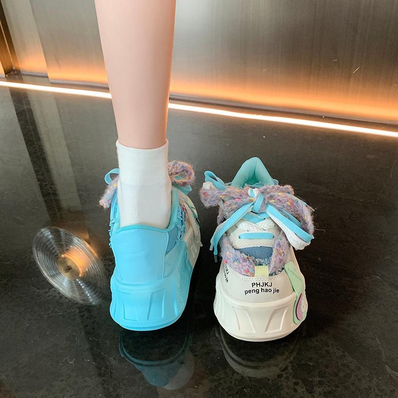 Mode 5CM Designer Papa Schuhe für Frauen Mädchen Glück Plattform Vulkanisierte Schuhe Damen Bunte Runde Kopf Casual Weibliche Lace Up schuhe