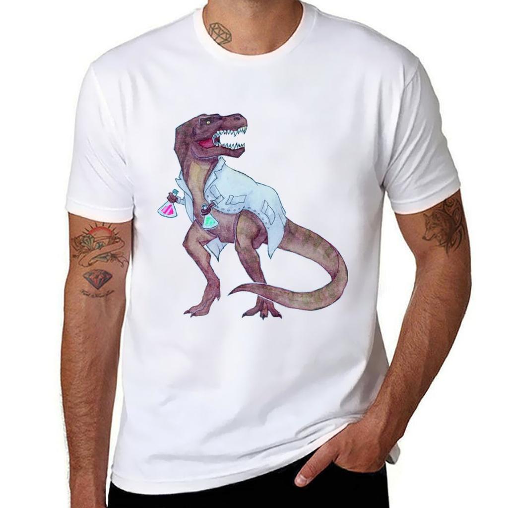 Dinosaur In A Lab Coat Tshirt Functional Casual Short Sleeve Tee Tshirt