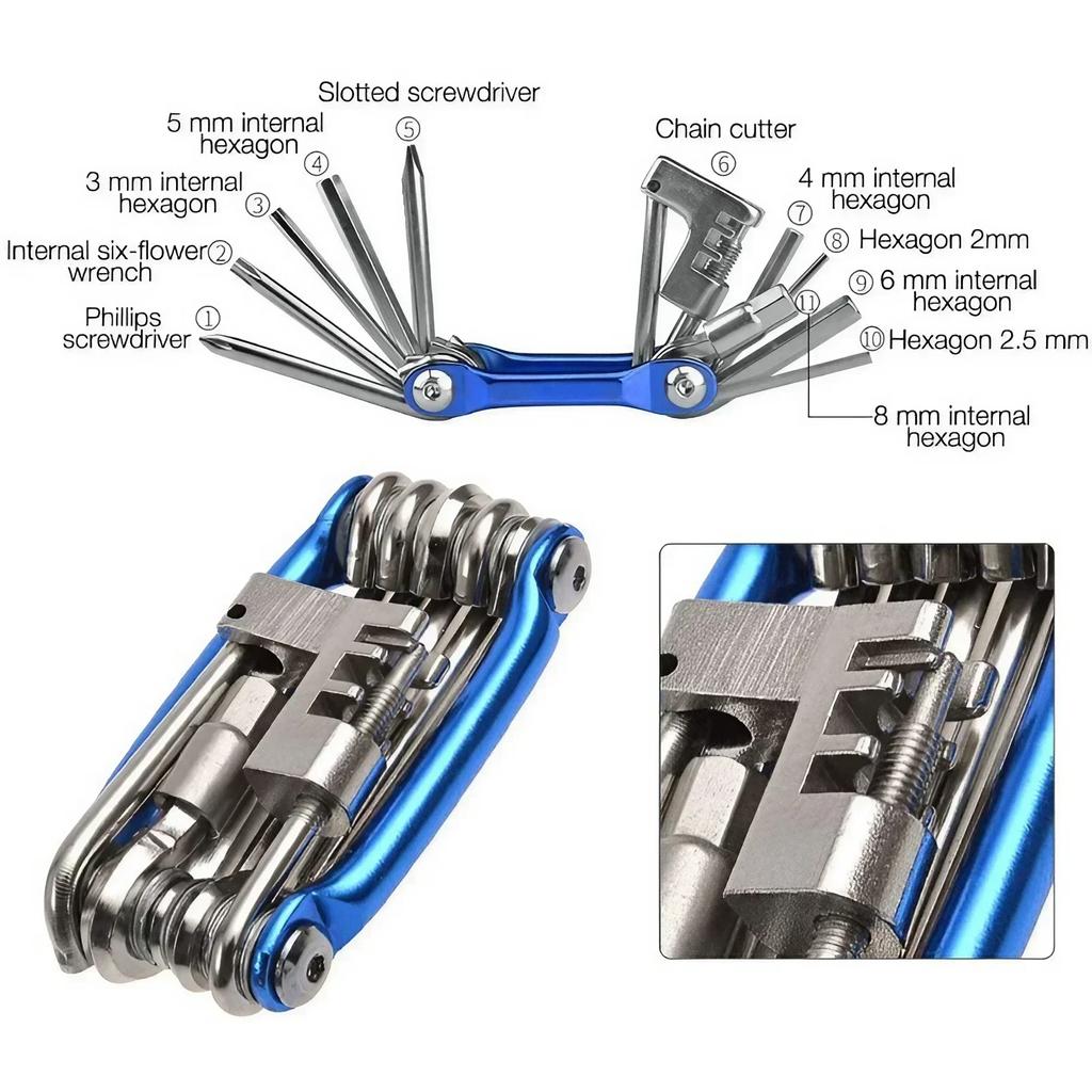 Multifunction 11 in 1 Bicycle Repair Set Bike Tool Kit Wrench Screwdriver Chain Hex Spoke Mountain Cycling Tools