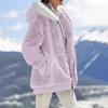 Winter Women Fashion Loose Plush Hooded Coat Long Sleeve Zipper Pocket Solid