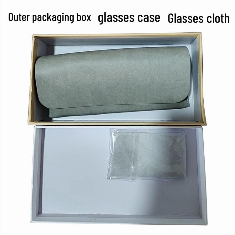 Premium Leather Sunglasses Case Set: Lightweight Luxury & Portable Storage with Glasses Cloth мраморный/серый