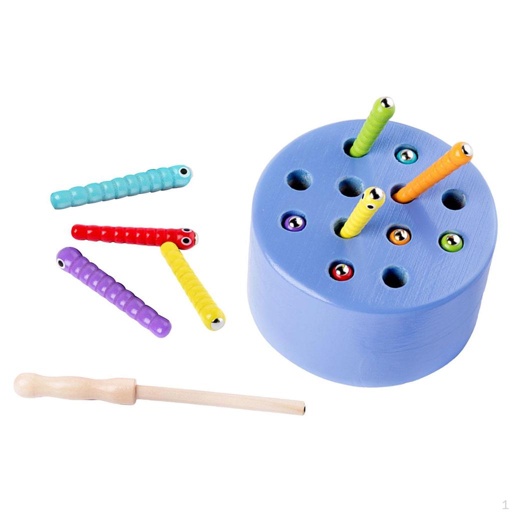 Magnetic Worm Catch Game Fine Motor Skills Color Cognitive