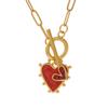 Women's Trendy Copper Inlaid Zircon Heart Pendant Chain Necklace with Ot Buckle