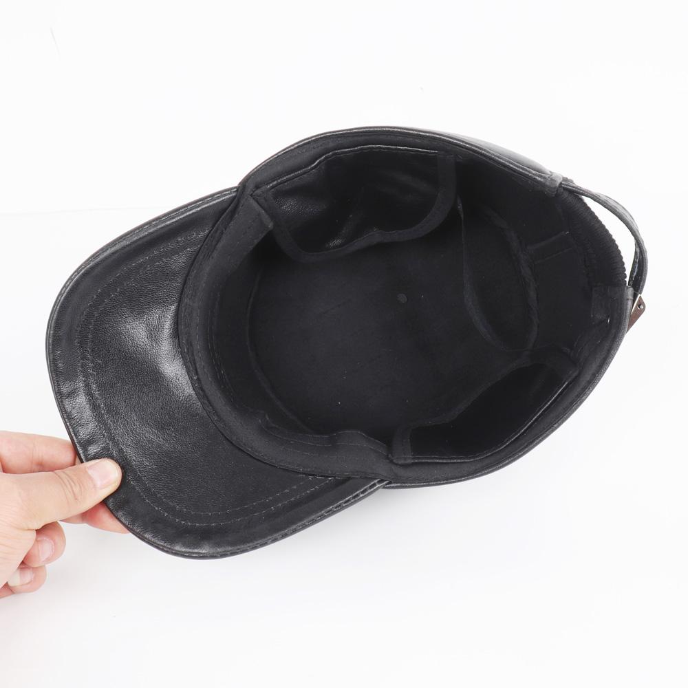Male Genuine Cowhide Lerther Hats Men Autumn Winter Real Cowhide Lerther Hat Outdoor Keep Warm Natural Cow Leather Cap