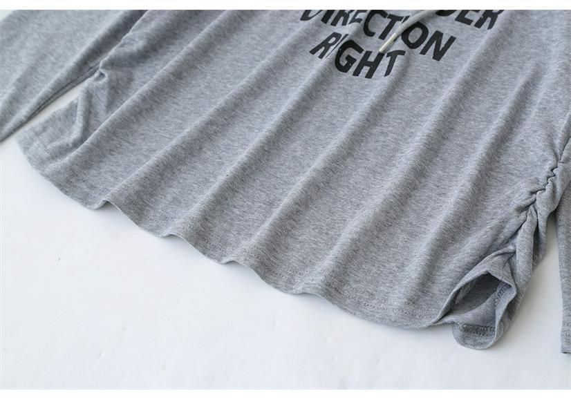 Women's Plus Size V-Neck Letter Print Hoodie - Long Sleeve Casual Slimming Top for Spring 2026