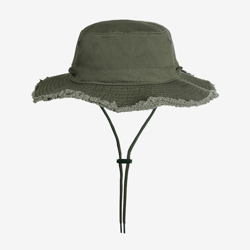 Broken edge bucket hat foldable bag hat retro versatile sunshade breathable fashion bucket hat washbasin hat