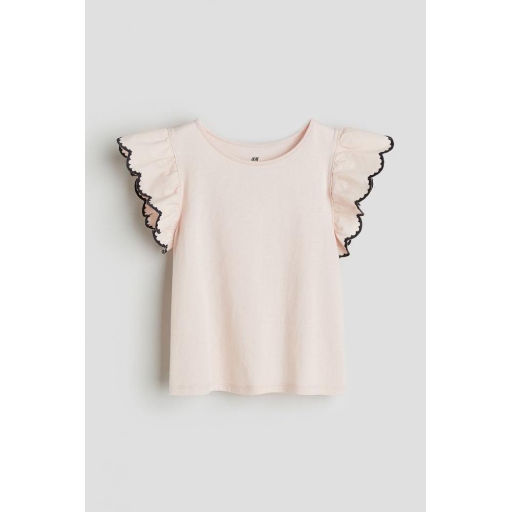 

Трикотажный топ с деталями HM Broderie Anglaise Розовый пудровый