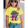 Digital Cartoon 67 Print Summer Childrens ShortSleeved Shirt Comfortable TShirt Girls Fashion Top