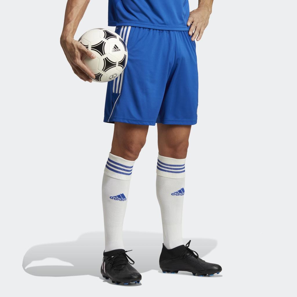 Adidas SS23 Striped Logo Print Loose Straight Soccer Shorts Men Bottoms Blue IB8084