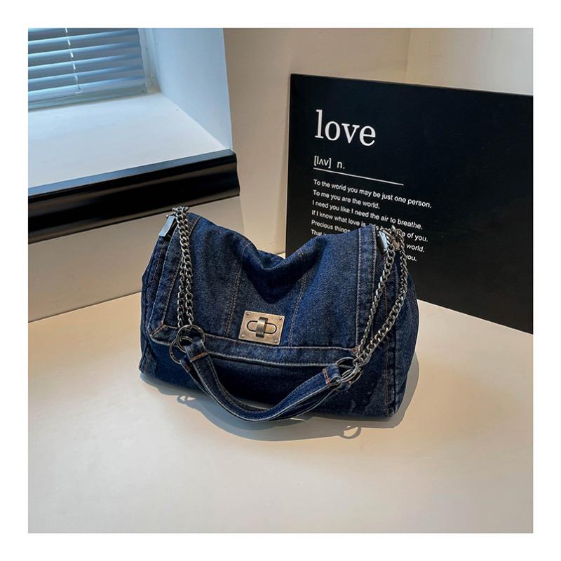 Large Capacity Women's Shoulder Bag Denim Tote Bag Messenger Bag Women's Fashion Chain Bag Commuter Bag
