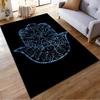 Mandala Hamsa Hand Carpet, Black and Blue Bohemian Living Room Rug Suitable for use as an anti-slip for living room bedroom sofas
