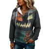 Women's Hooded Button Front Halloween Print Pullover Sweatshirt for Casual Fall Outfits
