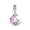 Charm 925 Silver Pink Moon Rose Flower Nightlight Pendant Beads Fit Bracelet Jewelry Making Fine Gift Diy Accessory