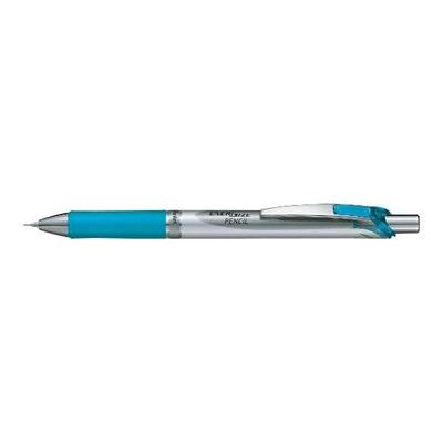 Pentel EnerGel Mechanical Pencil PL75-S, 10-Pack, Sky Blue Barrel, Silver Accents, 0.5mm Lead, Sliding Sleeve