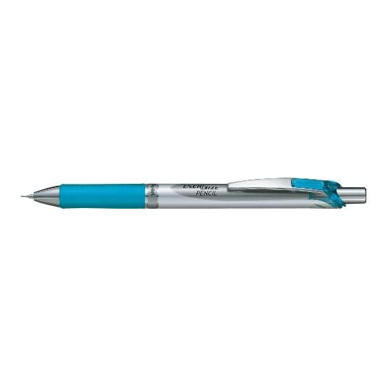 Pentel EnerGel Mechanical Pencil PL75-S, 10-Pack, Sky Blue Barrel, Silver Accents, 0.5mm Lead, Sliding Sleeve