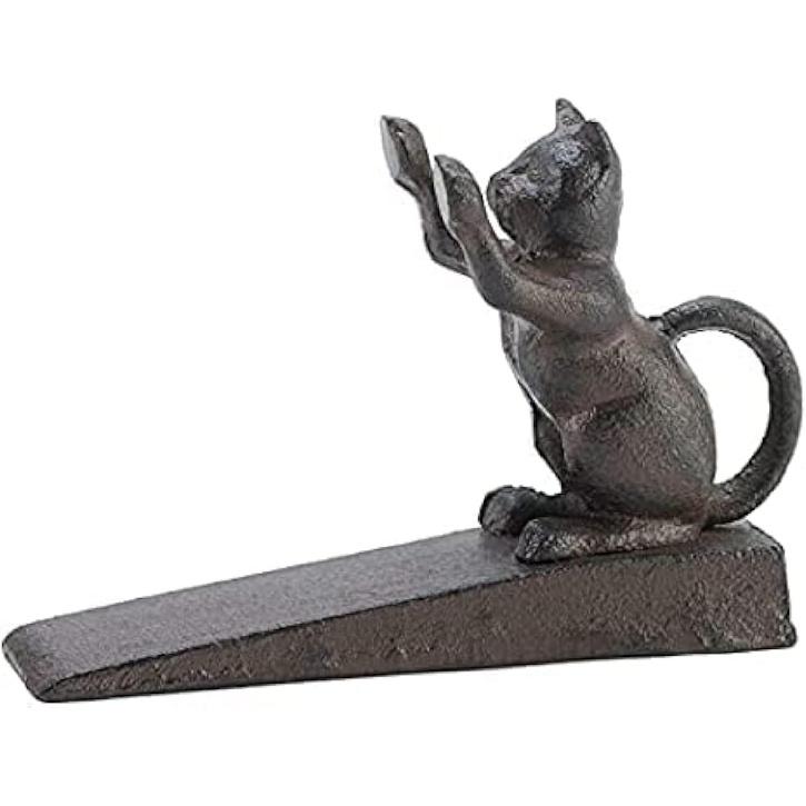 Door Stopper- 10015651-V1-Cast Iron Cat Scratching Door Stopper (Set of 1) Set of 1