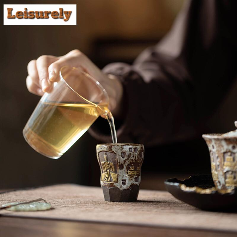 Hochwertige Zhiye Fire Keramik-Teetasse, handgefertigt, Grotten, Buddha-Meistertasse, Verkostungsteetasse, einzelnes Chazhan-Kung-Fu-Teeset, Geschenkbox