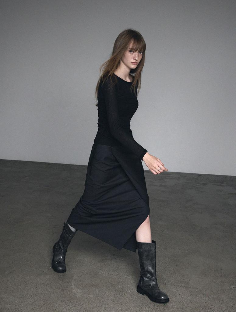 Geulouhaideu Okin Asymmetrical Maxi Long Skirt