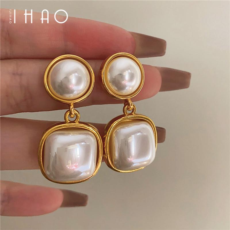2025 Trendy Retro Geometric Pearl Dangle and Stud Earrings - Hot-Selling Celebrity Style