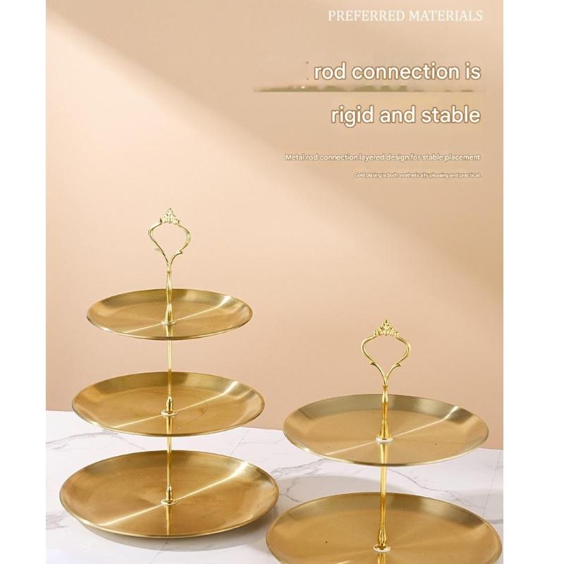 Vassoio Rotondo Multistrato in Acciaio Inossidabile per Insalata di Frutta Piatto per Snack Stile Coreano Moderno Utensili da Cucina Tavola da Pranzo