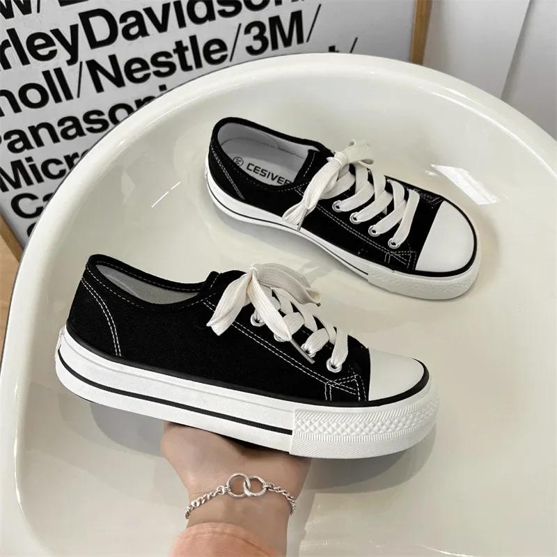 

Модные женские парусиновые туфли Женские модные летние повседневные кроссовки Студенческая повседневная обувь Женские вулканизированные туфли Маленькая парная обувь Скейтборд 35 чёрный