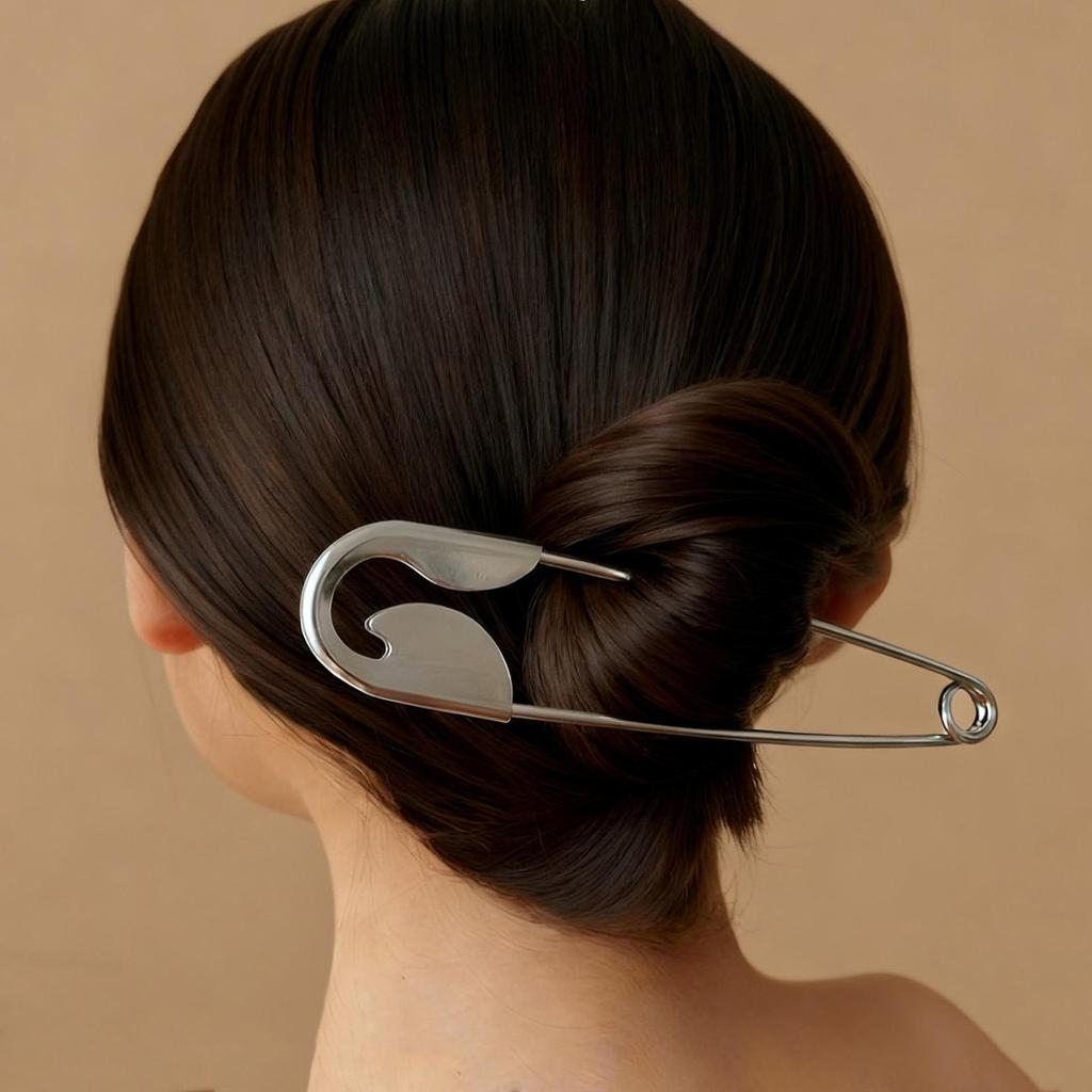 Stylish Large Silver Hair Brooch: Creative Metal Claw Clip for Thick Hair