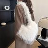 Yogodlns Long Plush Women's Large Shoulder Bag Luxury Faux Fur Female Love Shape Bags Y2k Punk Girls Fluffy Tote Handbags Crossbody Bag