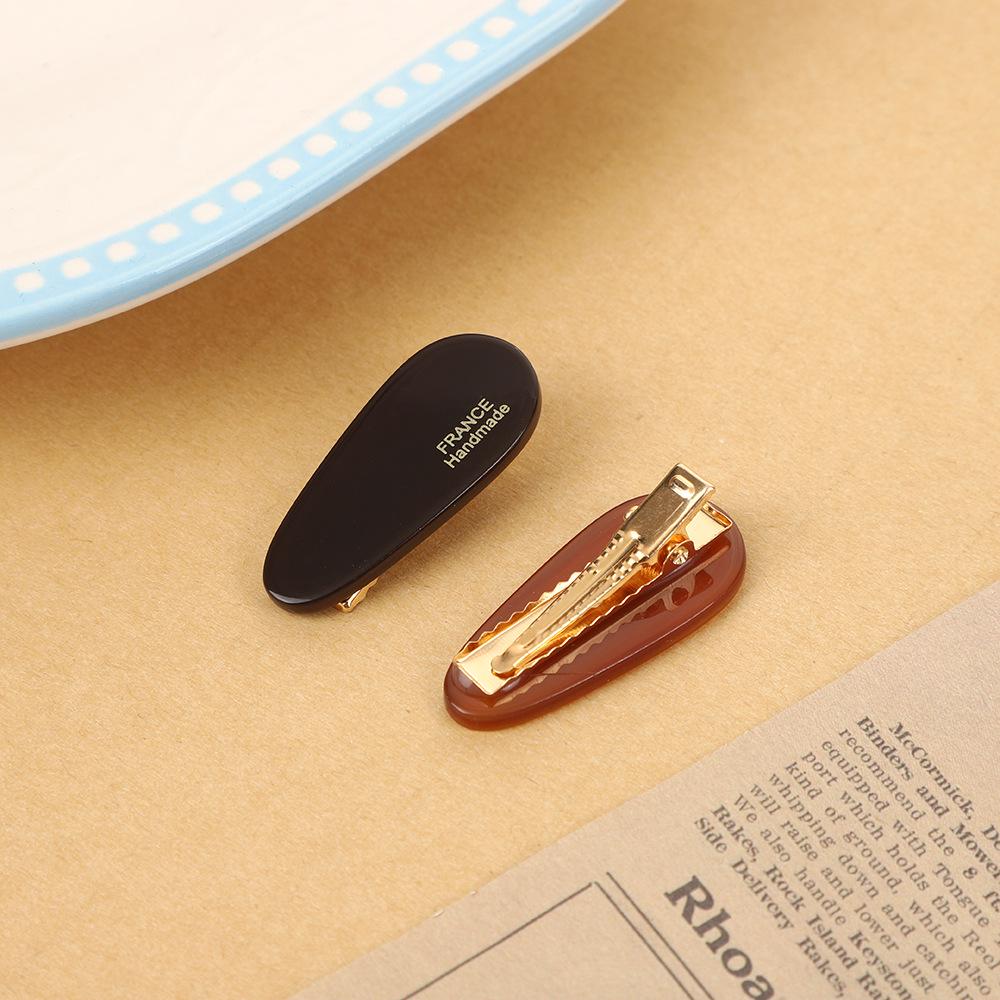 Gold Label High-End Acetate Hair Clip - Versatile Korean Water Drop Side Pin for Bangs & Flyaways