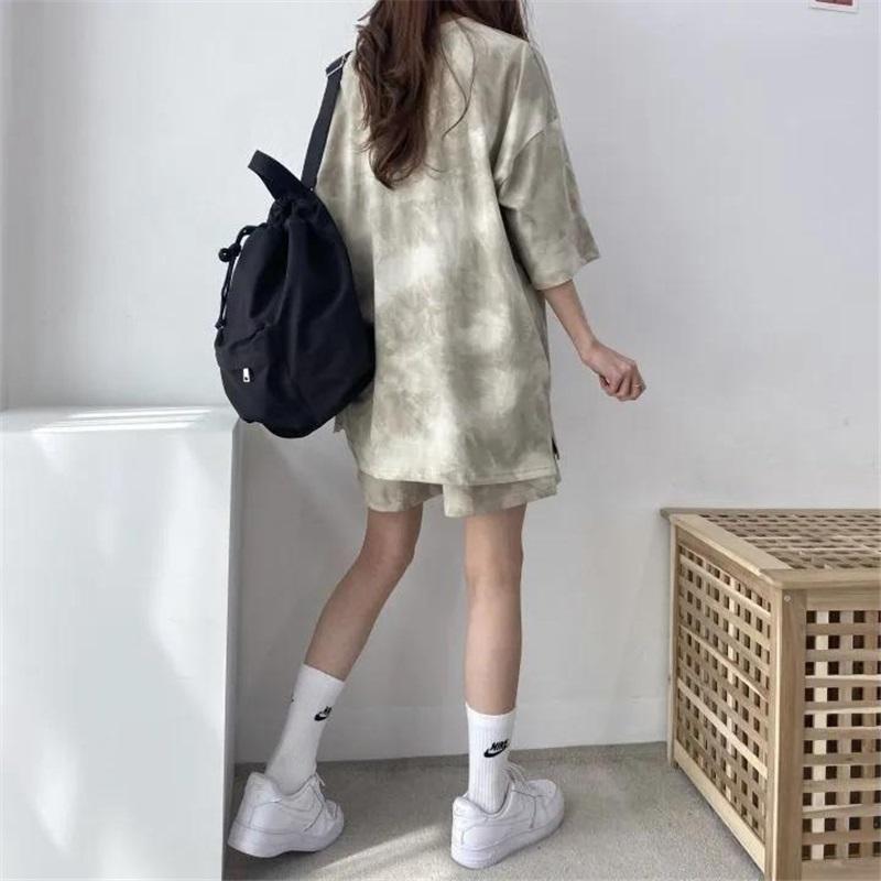 Women's Tie Dye Two Piece Set Urban Print Casual T-Shirt And Shorts Set
