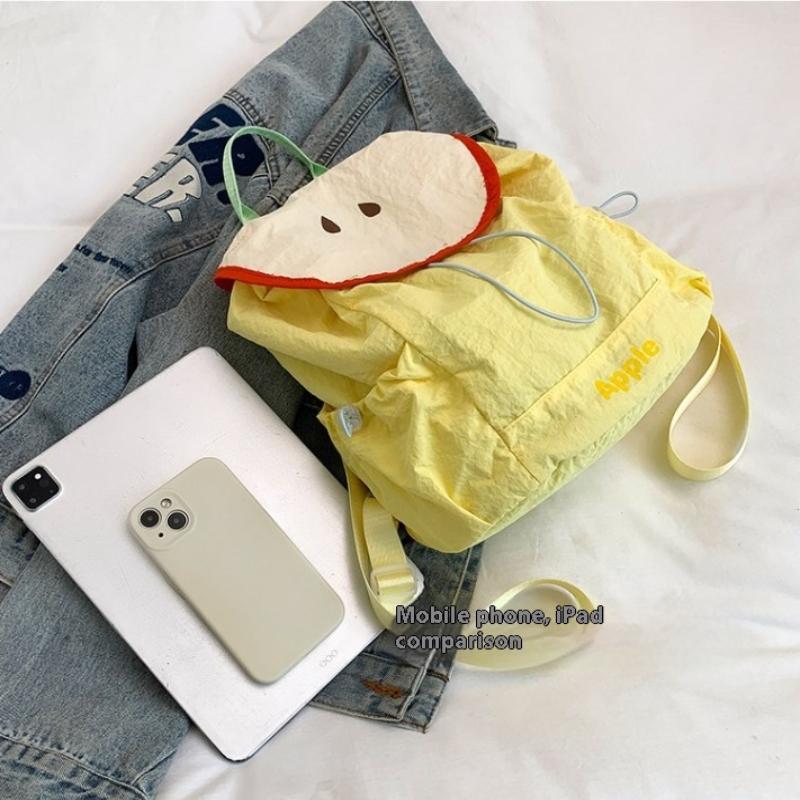Dopamine Contrast Color Nylon Backpack Cute Fruit Shape String Shoulder Bags Female Leisure Commuting School Bag