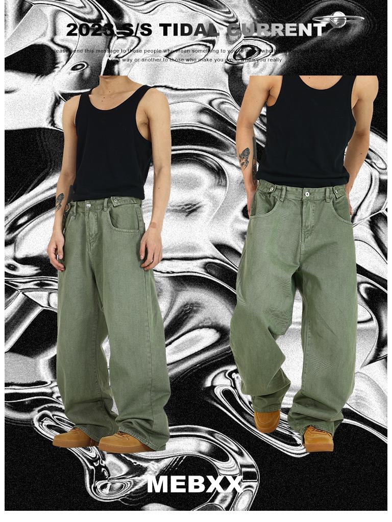 Herren High Street Trend: Amerikanische Retro-Jeans mit geradem Bein und Drapierung