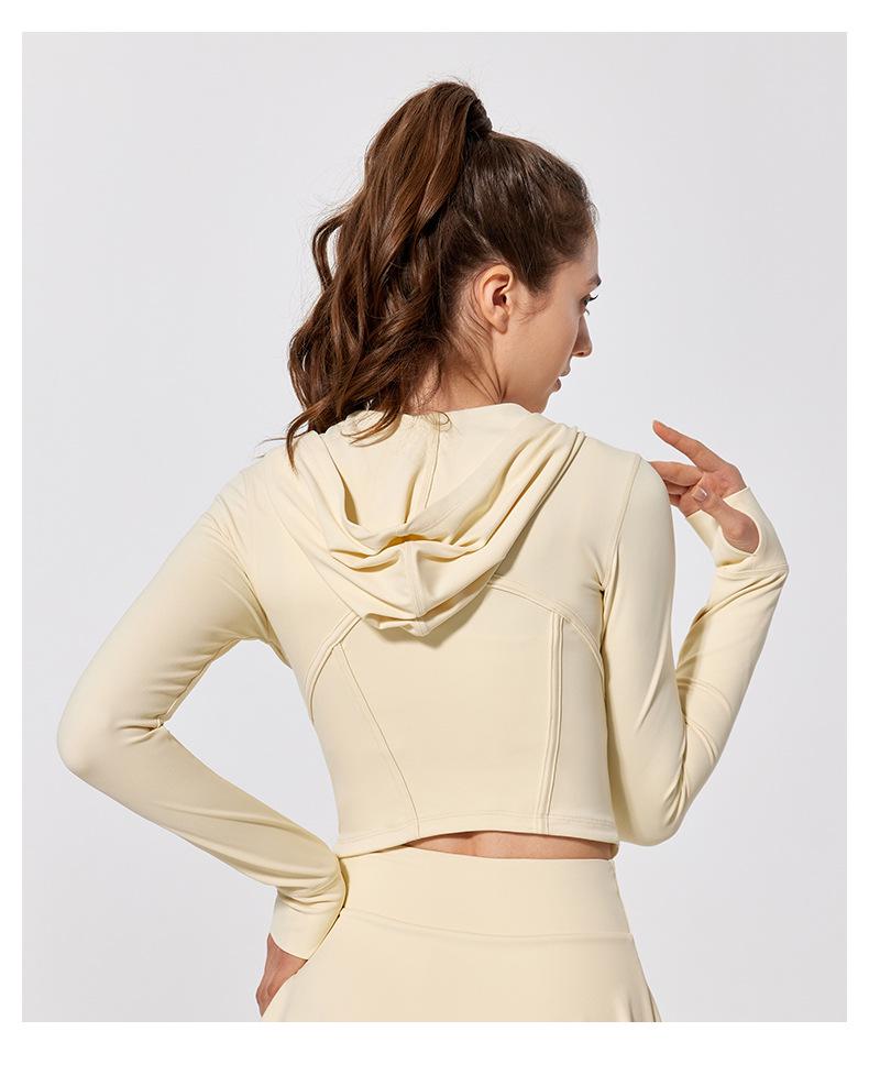 Antibacterial Bare Feel Sports Jacket - Long Sleeve, Zippered, Tight Fit for Yoga & Running, Spring/Autumn