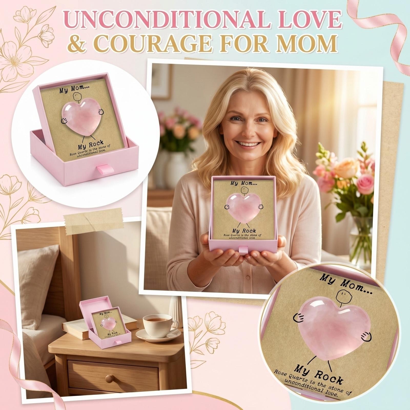 

Подарок для мамы – Мое карманное объятие «Кварцевое сердце», Натуральный кристалл «Камень любви», Сувенир с открыткой и подарочной коробкой One Size