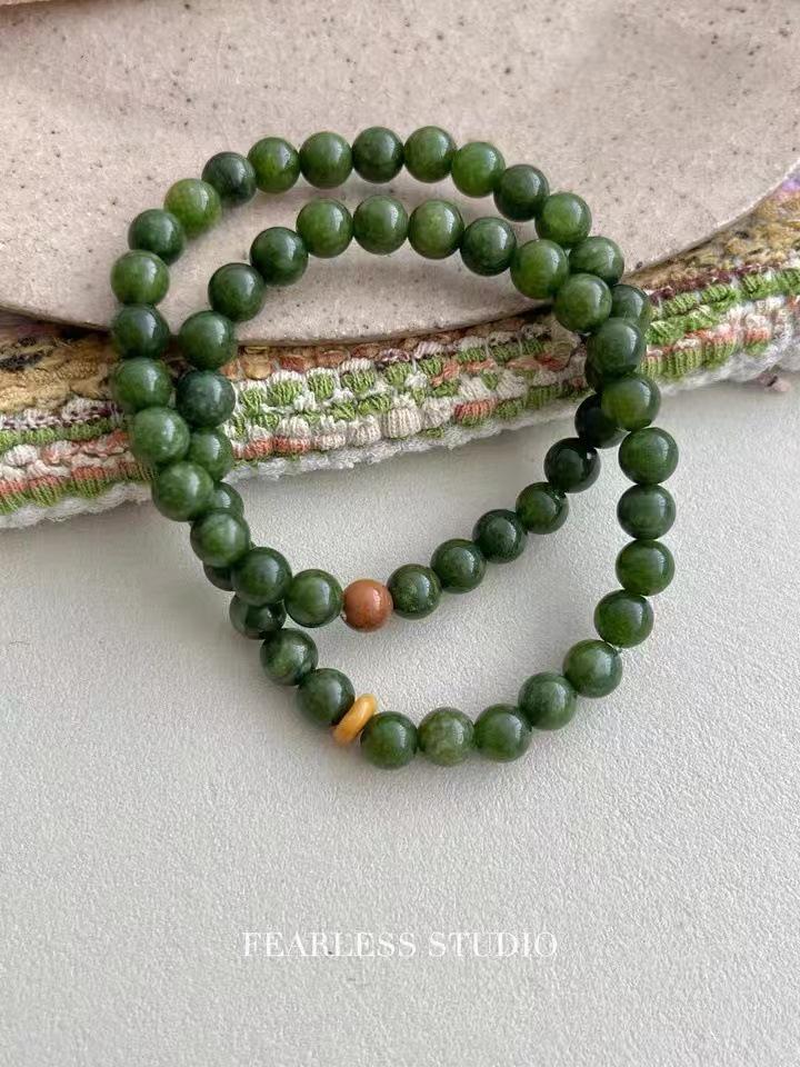 

Браслет из натурального камня яшмы в два ряда - Ювелирные украшения в ретро китайском стиле для женщин