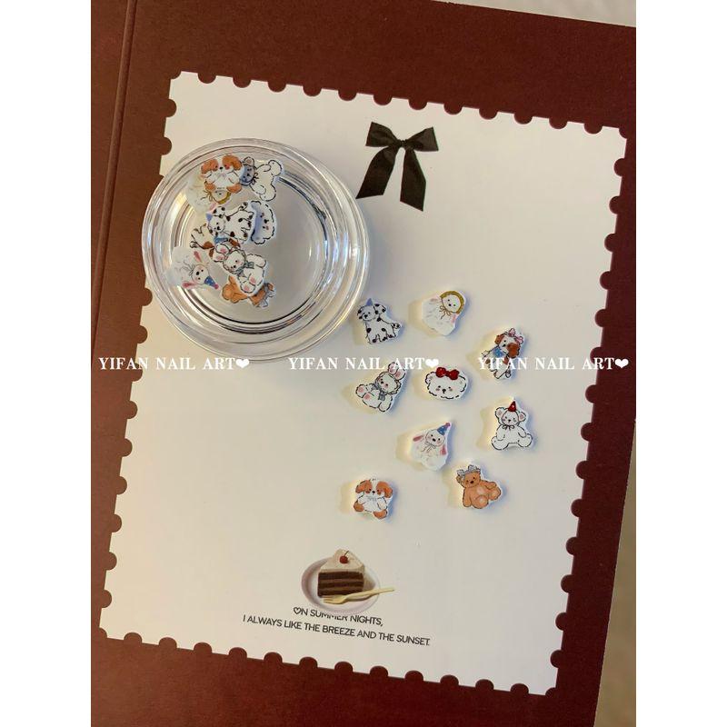 

Yifannail [Ins Style] Spring Short Nail ~ Rose Spot Dog Small Animal Nail Stickers J226q101 Q101-1. [A small animals. 9]]