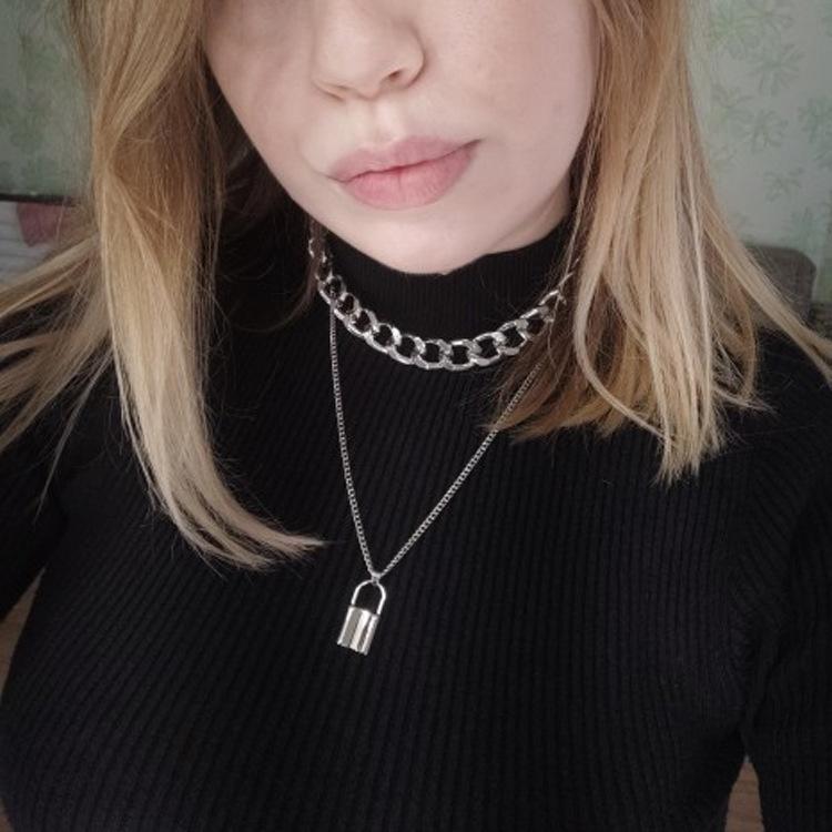 Fashion Personality Creative Metal Cold Wind Accessories, Multi-layer Lock-shaped Retro Street Auction Necklace