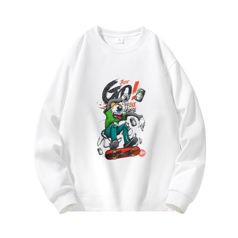 Men's Crew Neck Printed Sweatshirt, Spring/Autumn Loose Fit Casual Pullover, Trendy and Versatile Top for Men