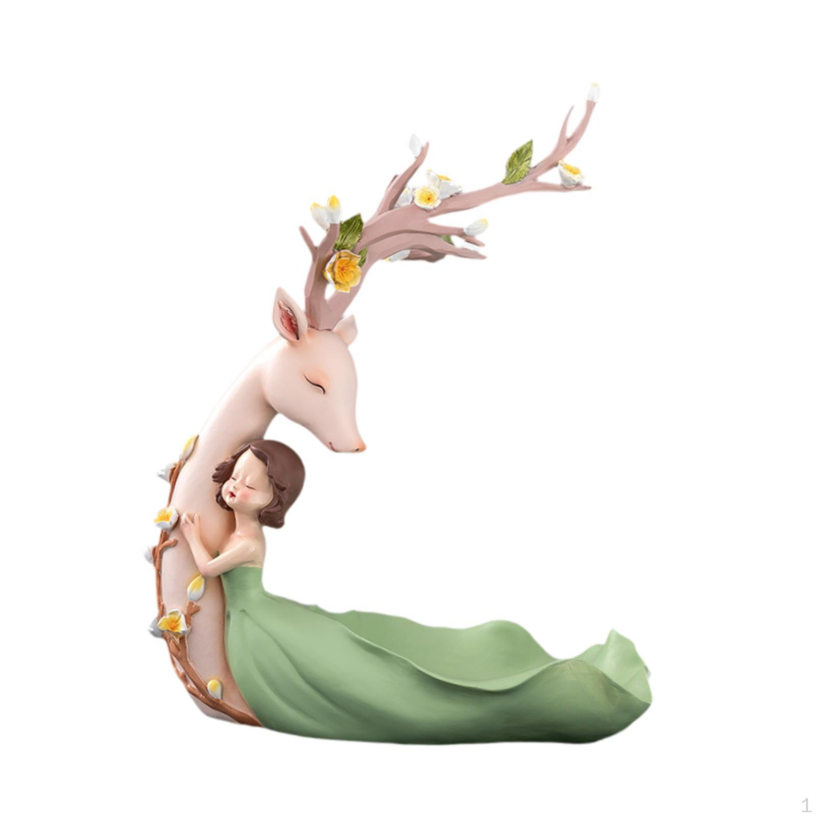 

Креативная статуэтка девушки-оленя, настольный поднос для хранения живых закусок, ювелирных изделий