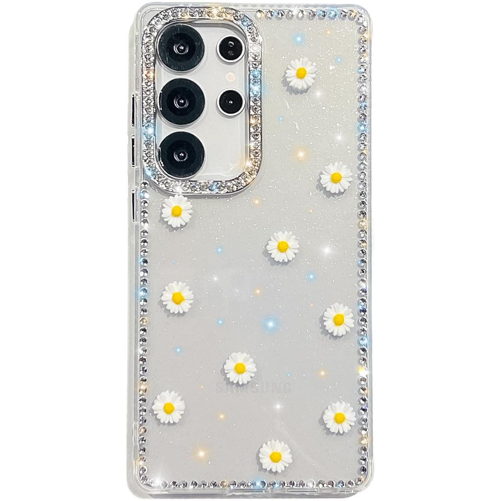 Suitable for Samsung S25 Ultra Flash Drill Mobile Phone Case A17 Creative Little Zou Juhua A56 Flash Powder Luxury All Inclusive Soft Shell
