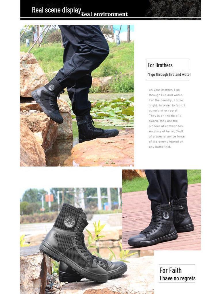 Ultra-Light Breathable Mesh Zipper Workwear Boots for Spring & Summer