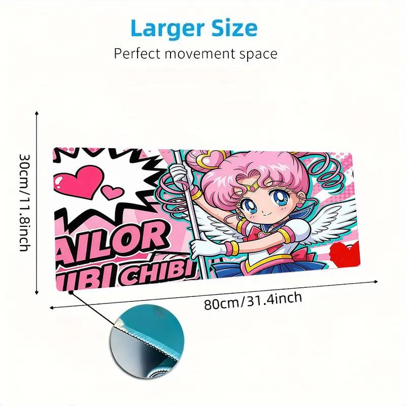 Sailor Moon Print  Cushion Non-slip Laptop Tablet Big Mousepad XXL Mat Mini PC Playmat With Lock edge