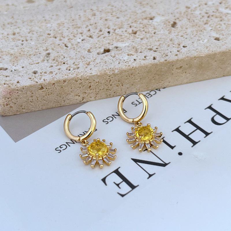 Trendy Luxury Zircon Flower Metal Earrings