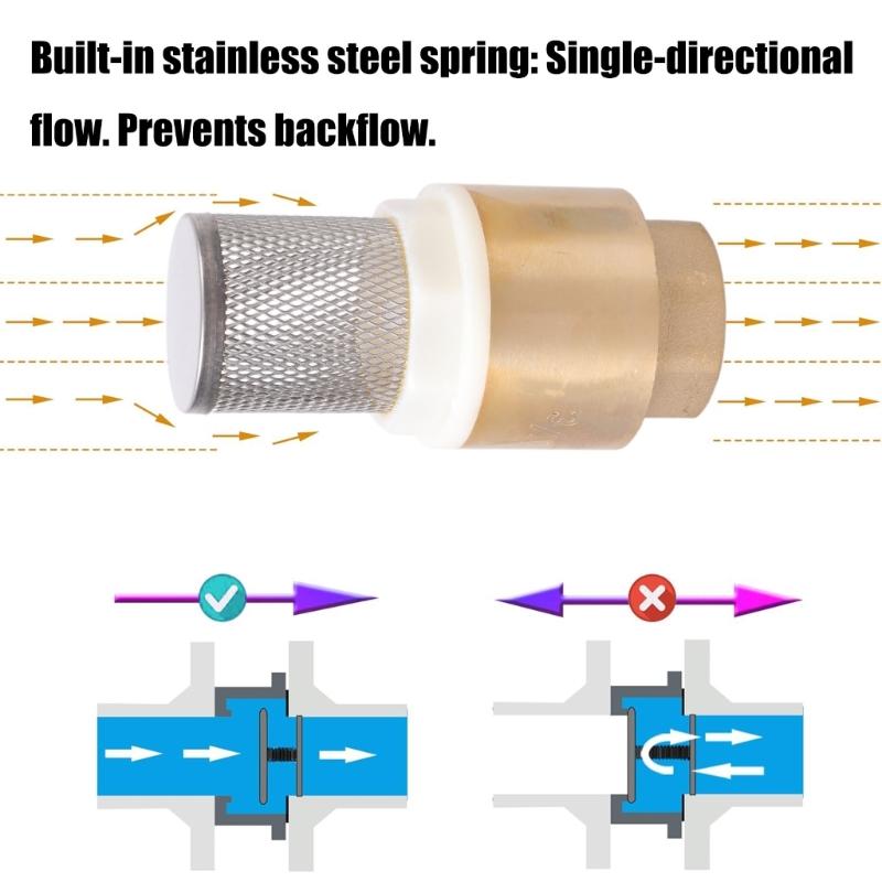 Brass Check Valves with Mesh Strainer Filter 3/4inch Internal Thread Foot Valves Water Pump Bottom Valves Easy To Use