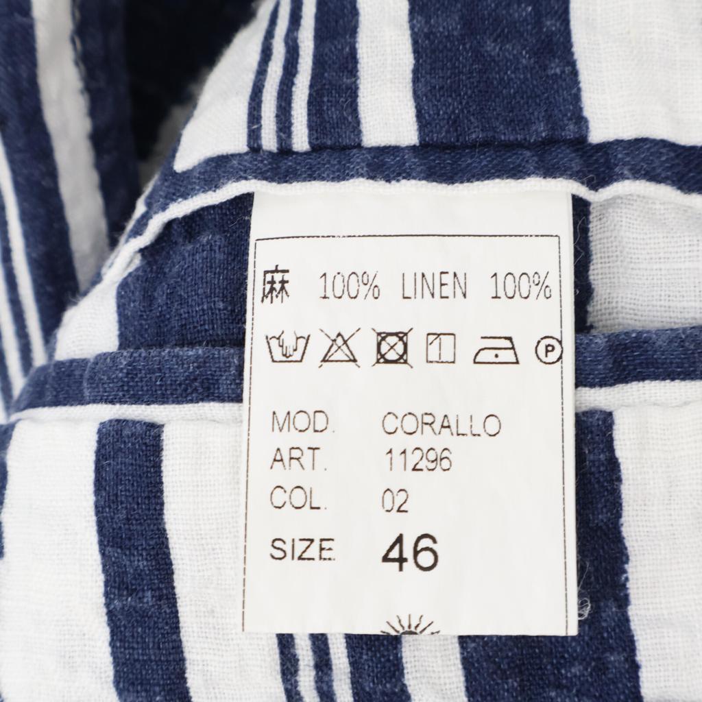 GIANNETTO Blue x White Striped Linen CORALLO Seersucker Jacket Jacket 46 blue/whiteUsed