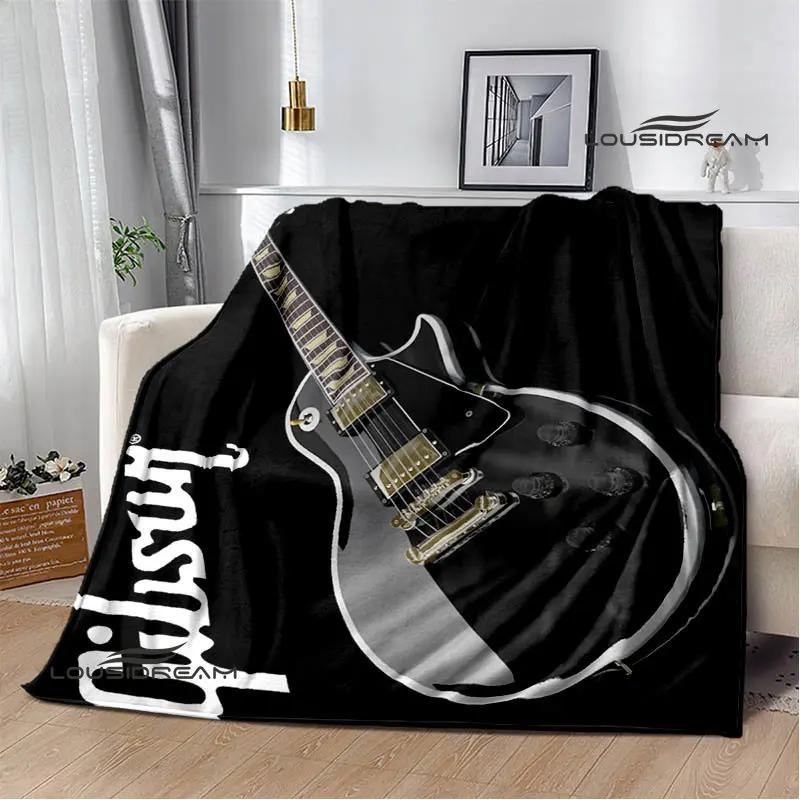 Gibson guitar logo printed blanket Flange warming blanket picnic blanket Home Travel blanket bed linings Birthday Gift