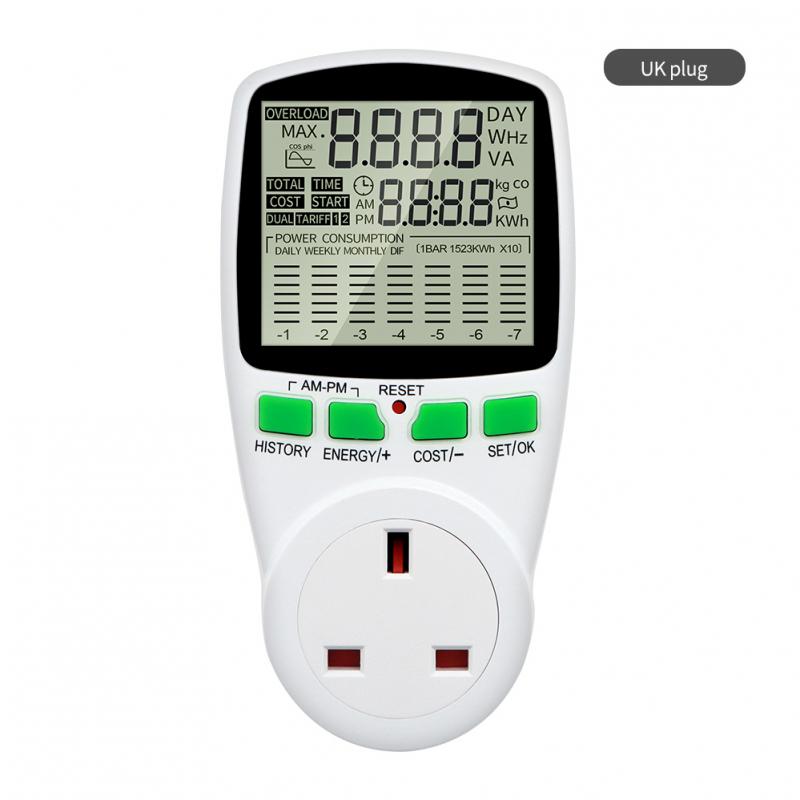 Eu/us/uk Plug Smart Ac Power Meter Wattmeter Billing Socket Plug Type Digital Lcd Voltage Current Frequency Electricity Monitor