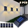 1/2//6pcs  LED Solar Wall Lamp Garden Outdoor Waterproof Four Sides Glowing Light Staircase Balcony Lighting Solar Wall Lights