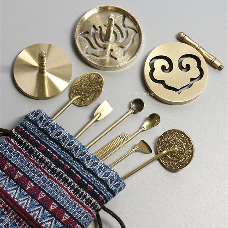 Pure Copper Incense Road Set DIY Manual Introductory Touch Tuo Incense Powder Incense Seal Printing Incense Road Supplies Tool