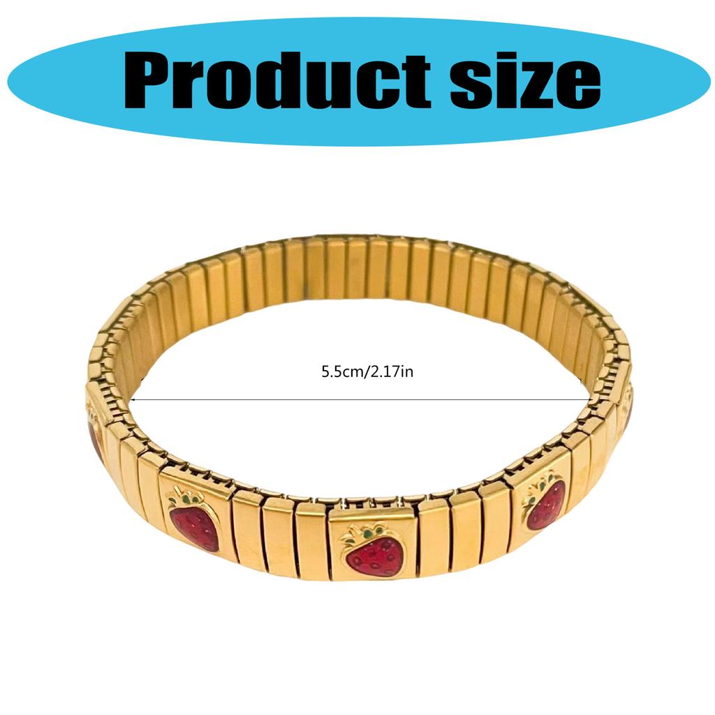 Trendy Cherrys Strawberry Fruit Design Adjustable Bracelet Italian Craftsmanship Comfortable Jewelry for Women Girls