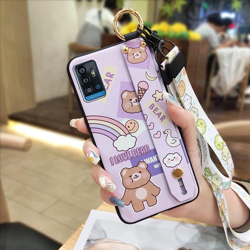 Durable Anti-dust Phone Case For ZTE Blade A71/Optus X Swift 5G Cute Kickstand Phone Holder Soft case Lanyard Anti-knock